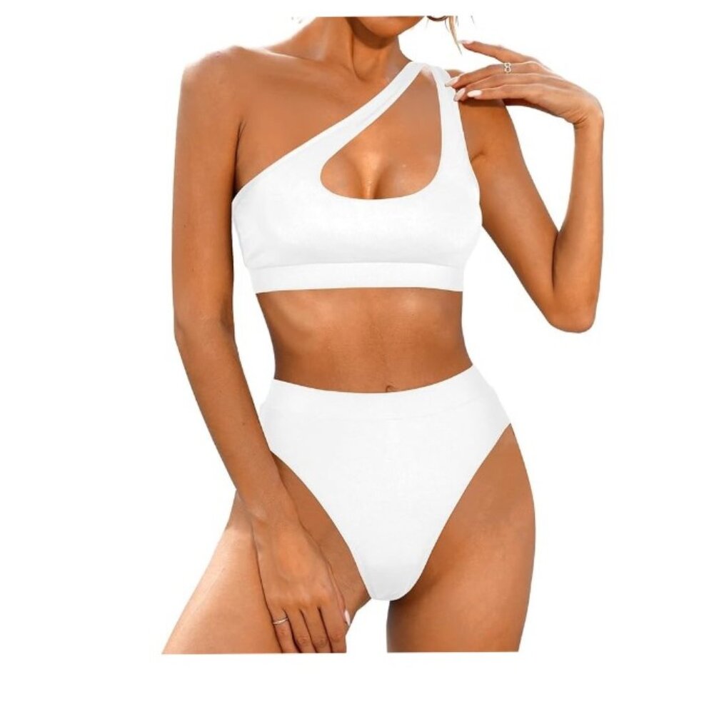 Womens  One Shoulder Two-Piece Bathing Suit Size Small NWOT